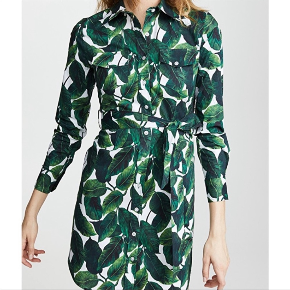 Milly banana leaf west dress Emerald